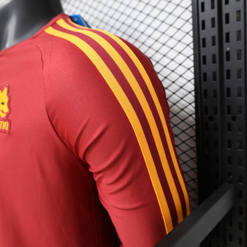 2026-27 AS Roma Home Deep Red Vintage Remake Long Sleeve Player S-2XL