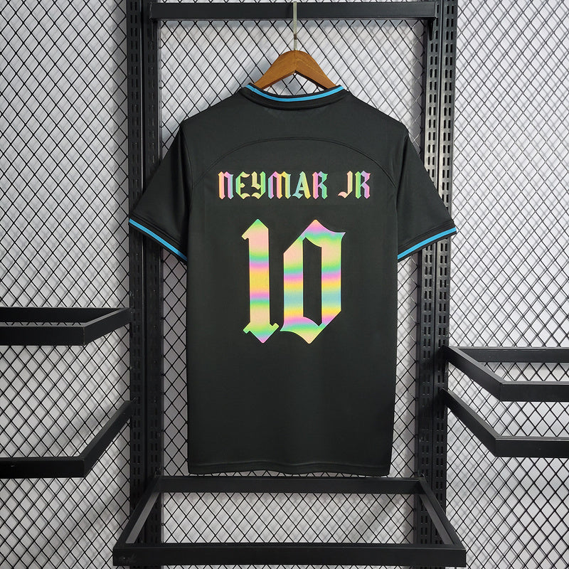 2022-23 Brazilian black reflective font (customizable name) S-2XL