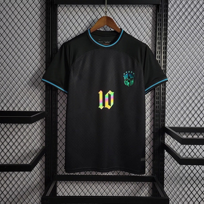 2022-23 Brazilian black reflective font (customizable name) S-2XL