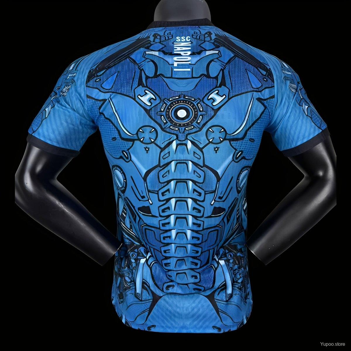 Player Version Napoli Blue Jersey with Robotic Armor Design