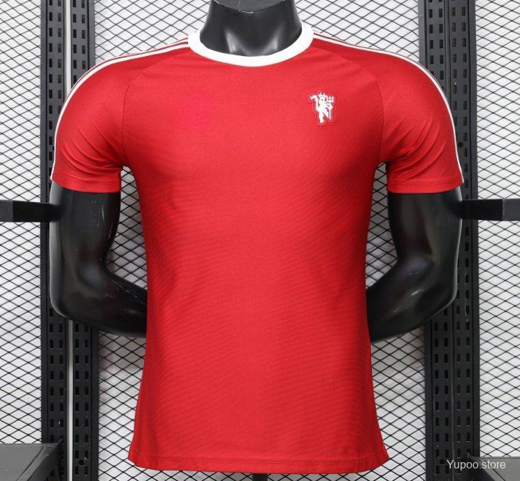 2026-27 Manchester United Red with White Three-Stripe Shoulders Player S-2XL