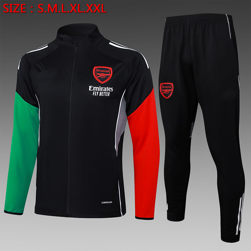 2025-26 Arsenal Black-Red-Green Adult long pull training suit