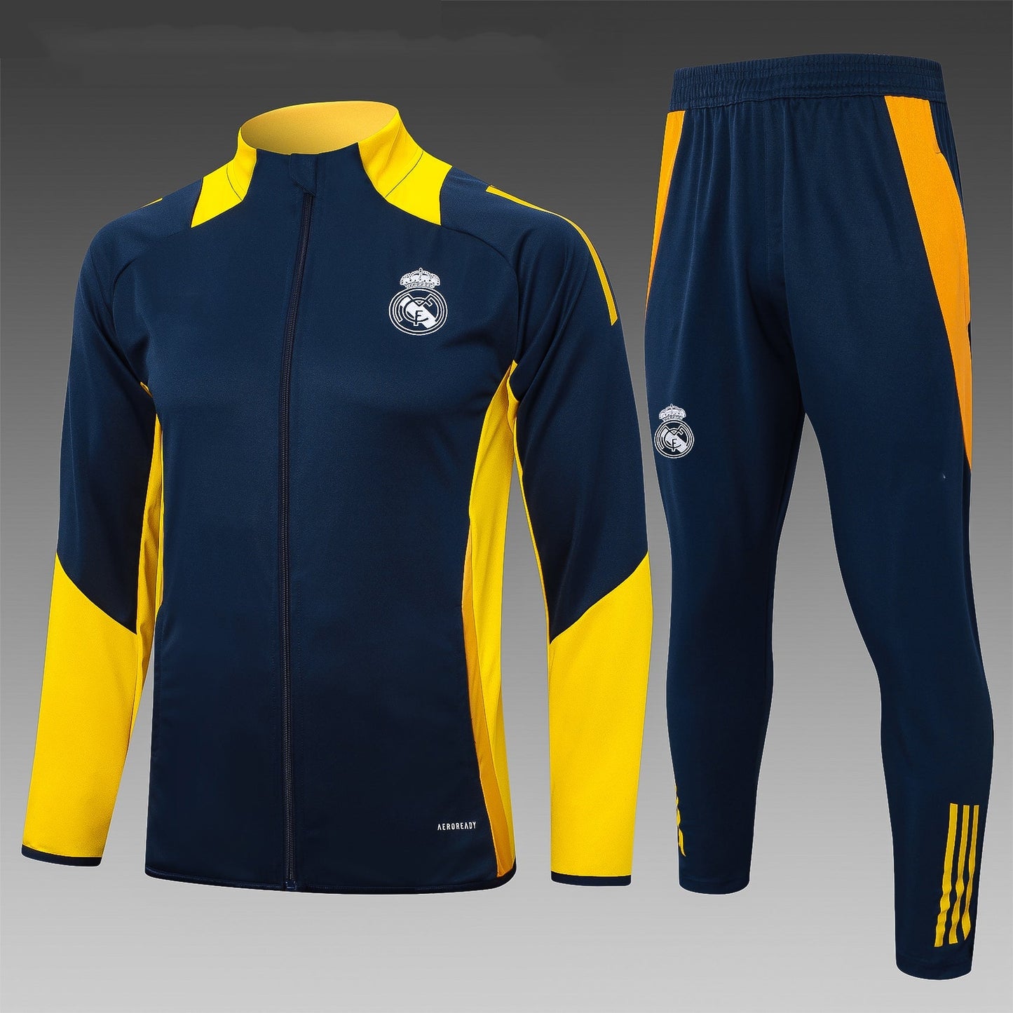 2024-25 Real Madrid Blue-Yellow Training Suit Kit Long zipper