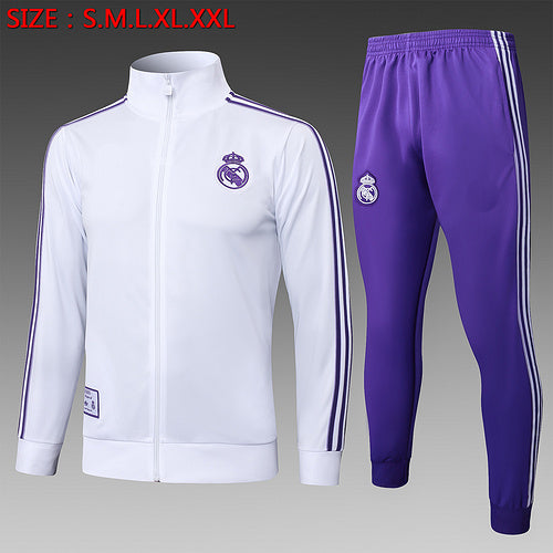 2025-26 Real Madrid White Adult long pull training suit