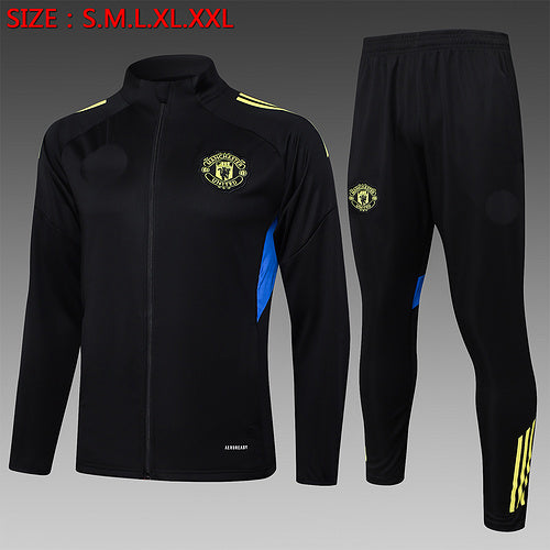 2025-26 Manchester United Black Adult long pull training suit
