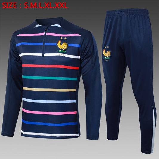 2024-25 French royal blue striped training suit