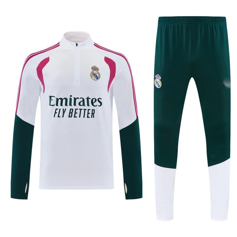 2026-27 Real Madrid White Dark Green Half Zipper Jacket Tracksuit S-2XL
