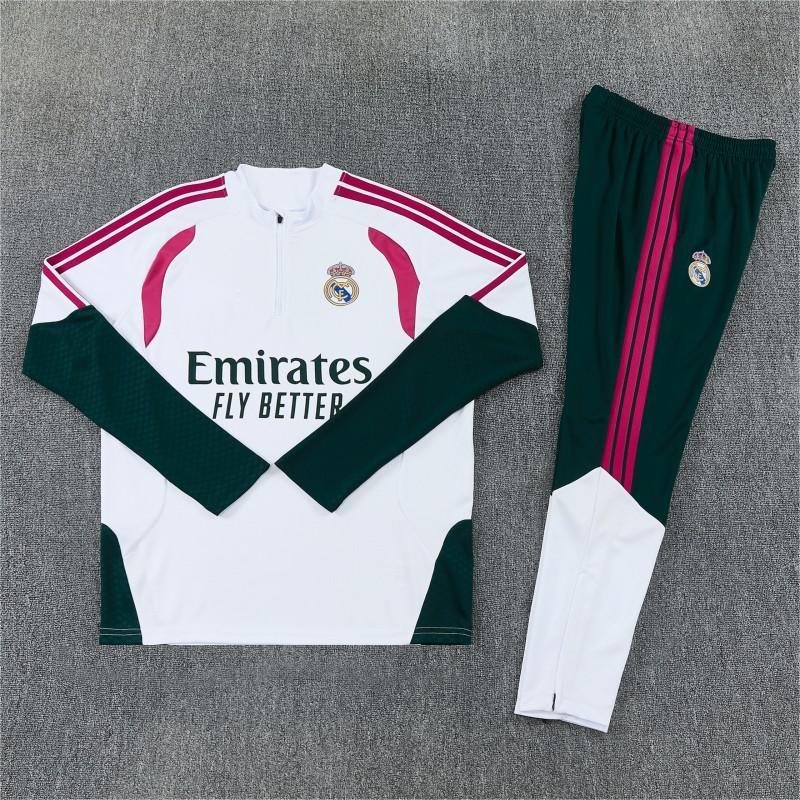 2026-27 Real Madrid White Dark Green Half Zipper Jacket Tracksuit S-2XL