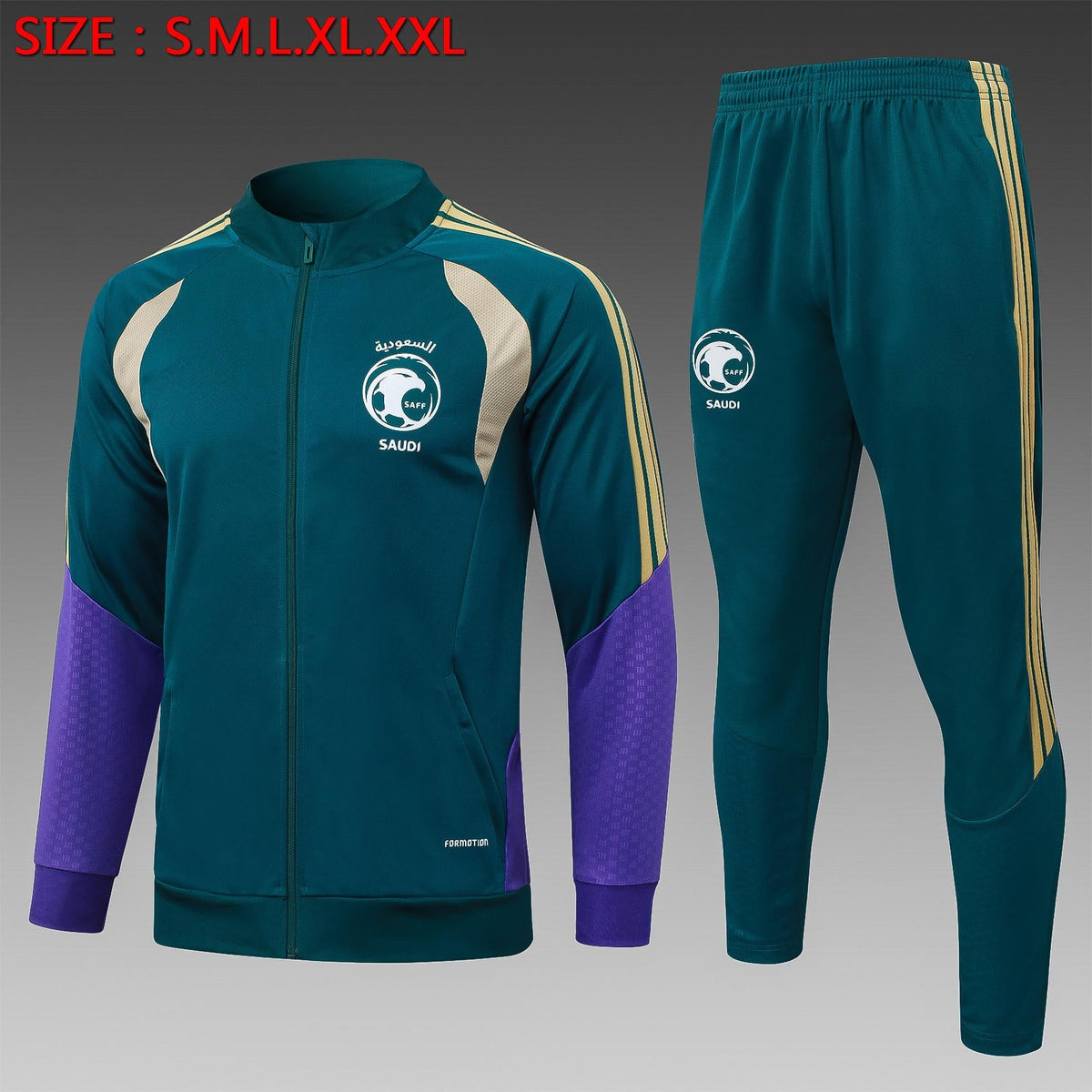 2026-27 Saudi Dark Green Long Training Suit S-2XL