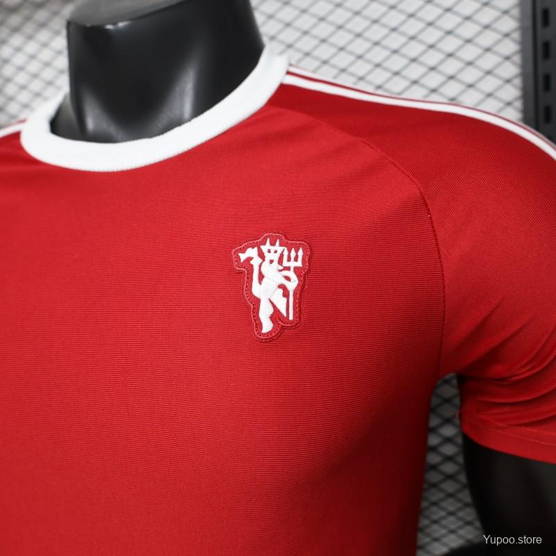 2026-27 Manchester United Red with White Three-Stripe Shoulders Player S-2XL