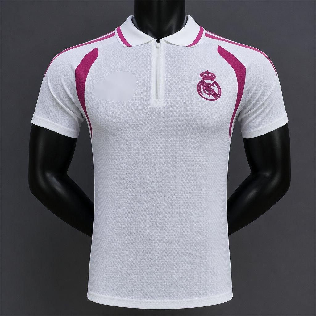 2026-27 Real Madrid White with Pink Polo Player S-3XL