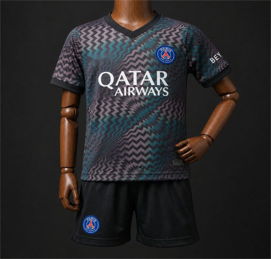2026-27 Paris Goalkeeper BlackBlue Zigzag Pattern Kids 16-28
