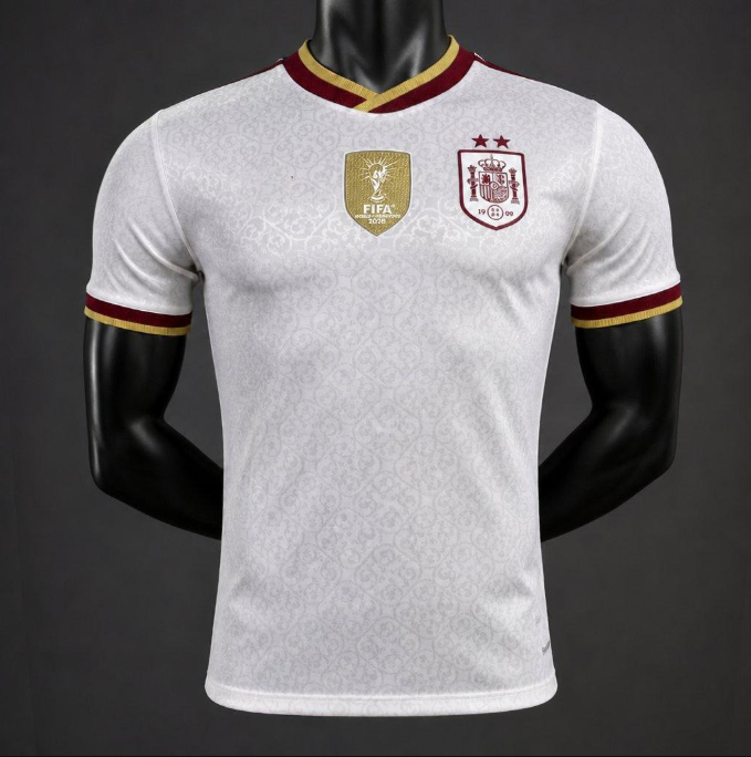 2 Star Player Version 2026 Spain Away White Jersey With Champion Patch