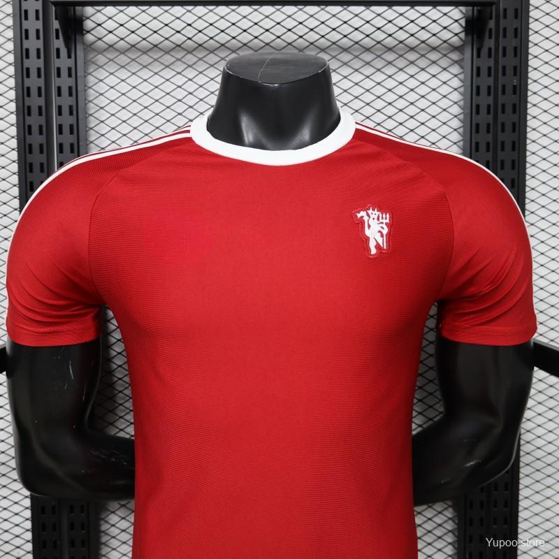 2026-27 Manchester United Red with White Three-Stripe Shoulders Player S-2XL