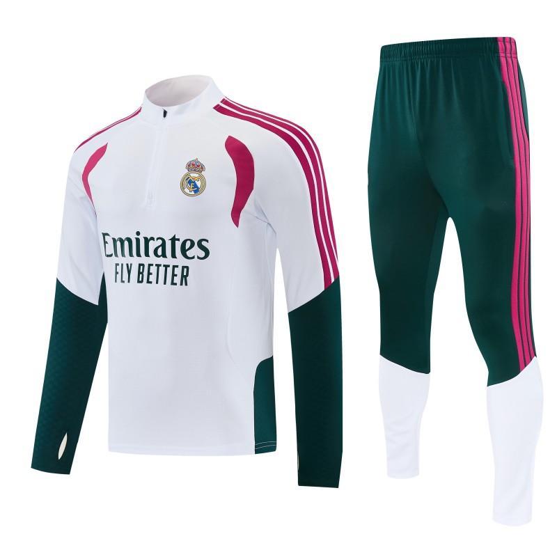 2026-27 Real Madrid White Dark Green Half Zipper Jacket Tracksuit S-2XL