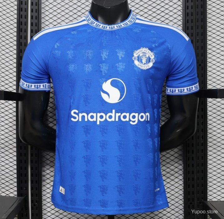 2026-27 Manchester United Blue with All-Over Devil Jacquard Pattern Player S-2XL
