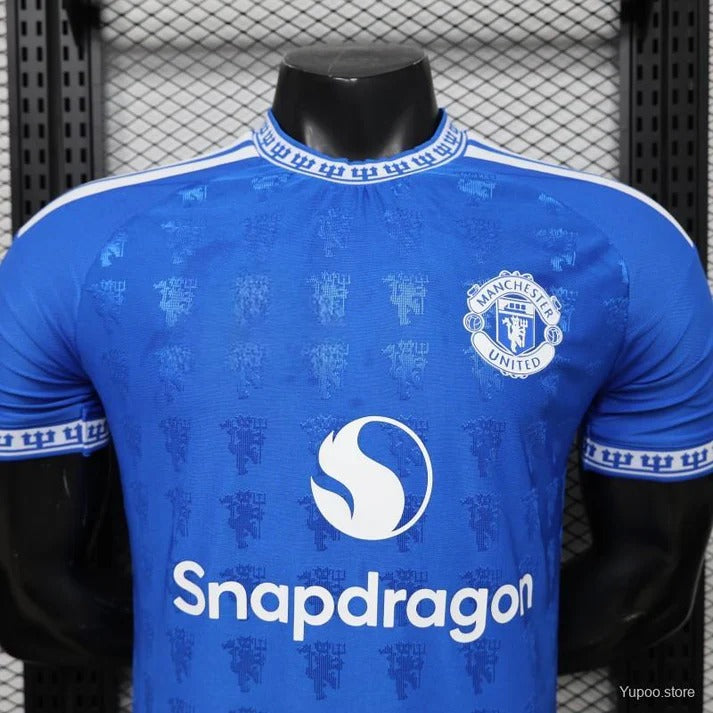 2026-27 Manchester United Blue with All-Over Devil Jacquard Pattern Player S-2XL